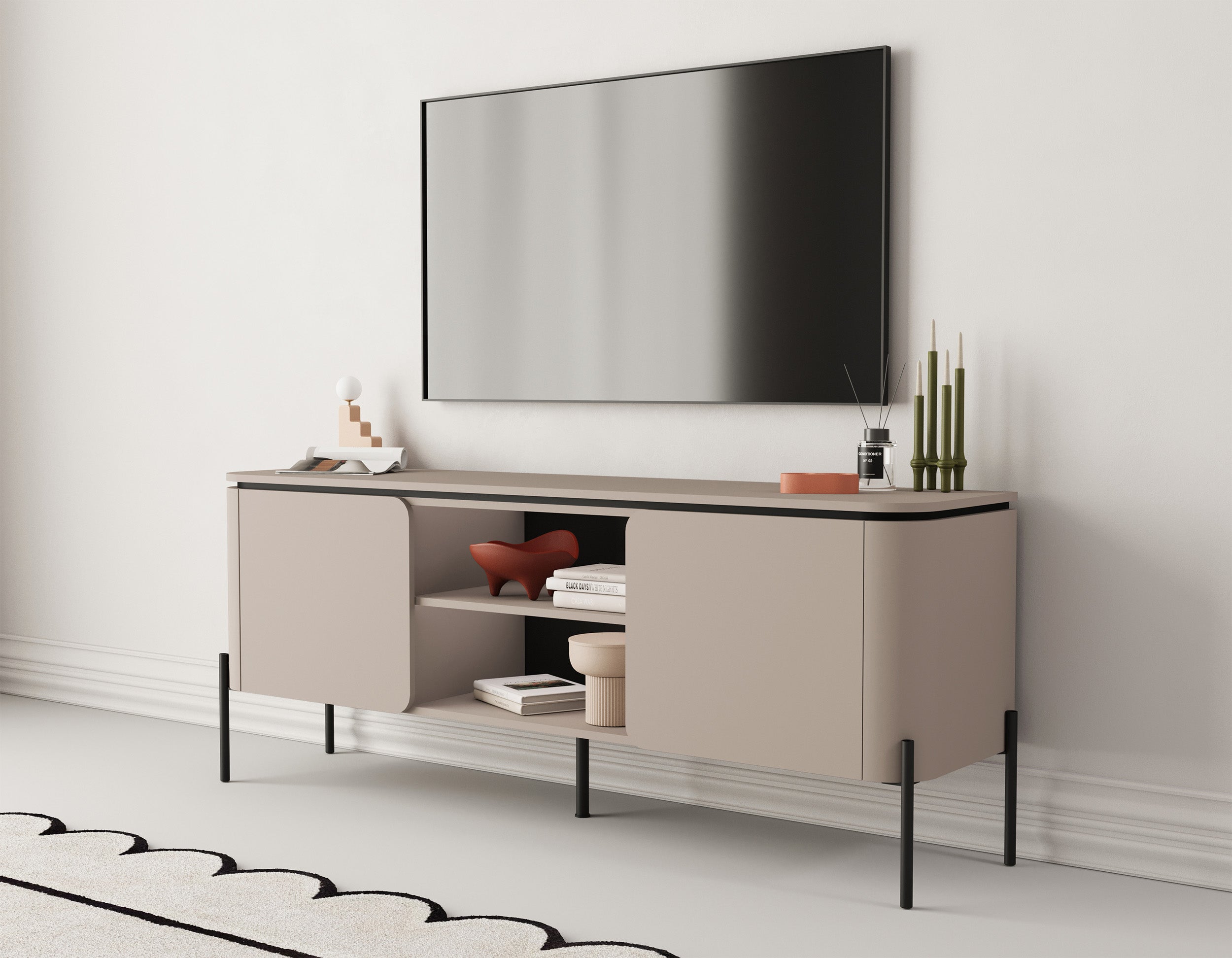 Calderis TV-Schrank mit zwei Türen und zwei Fächern, 163 cm, Congo