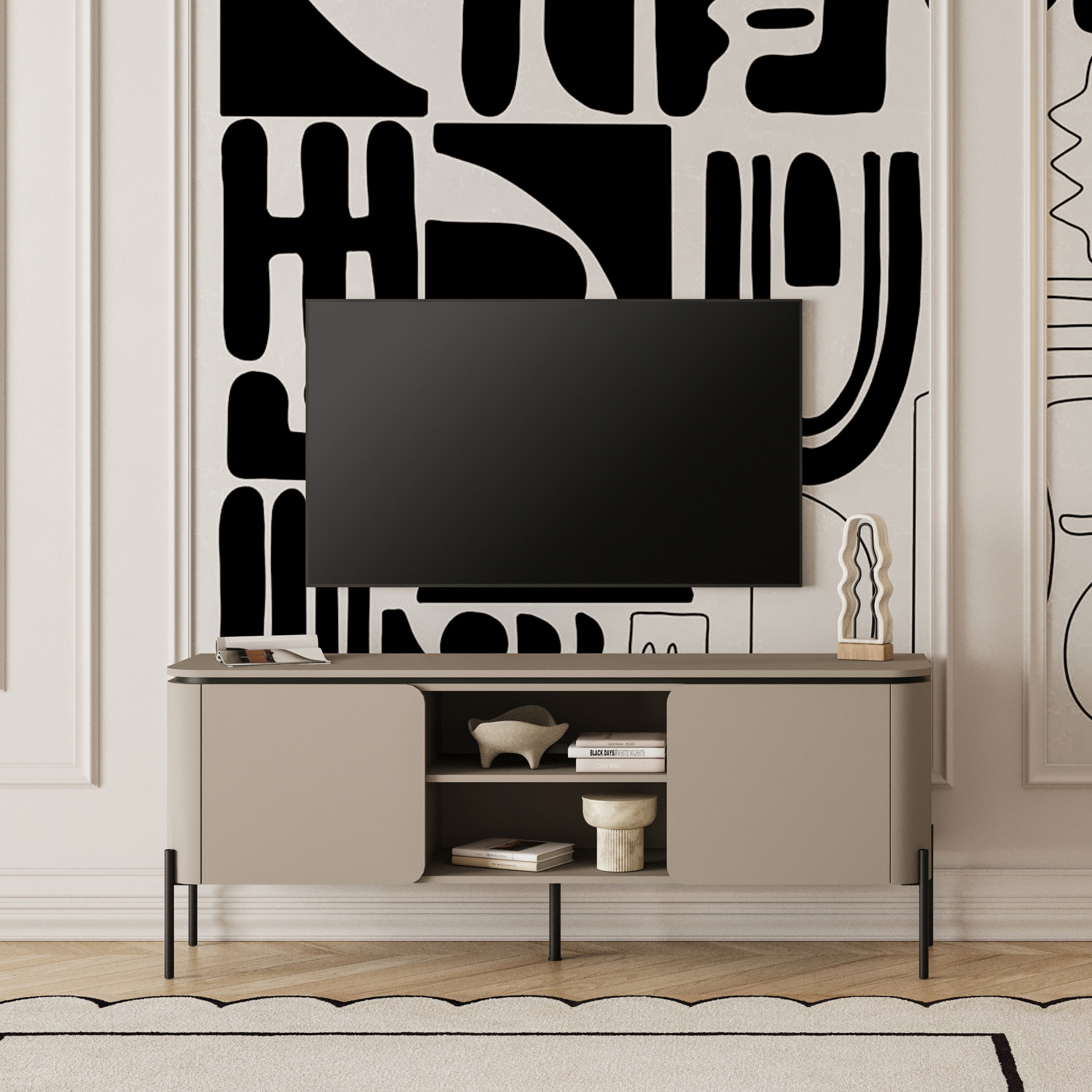 Calderis TV-Schrank mit zwei Türen und zwei Fächern, 163 cm, Congo