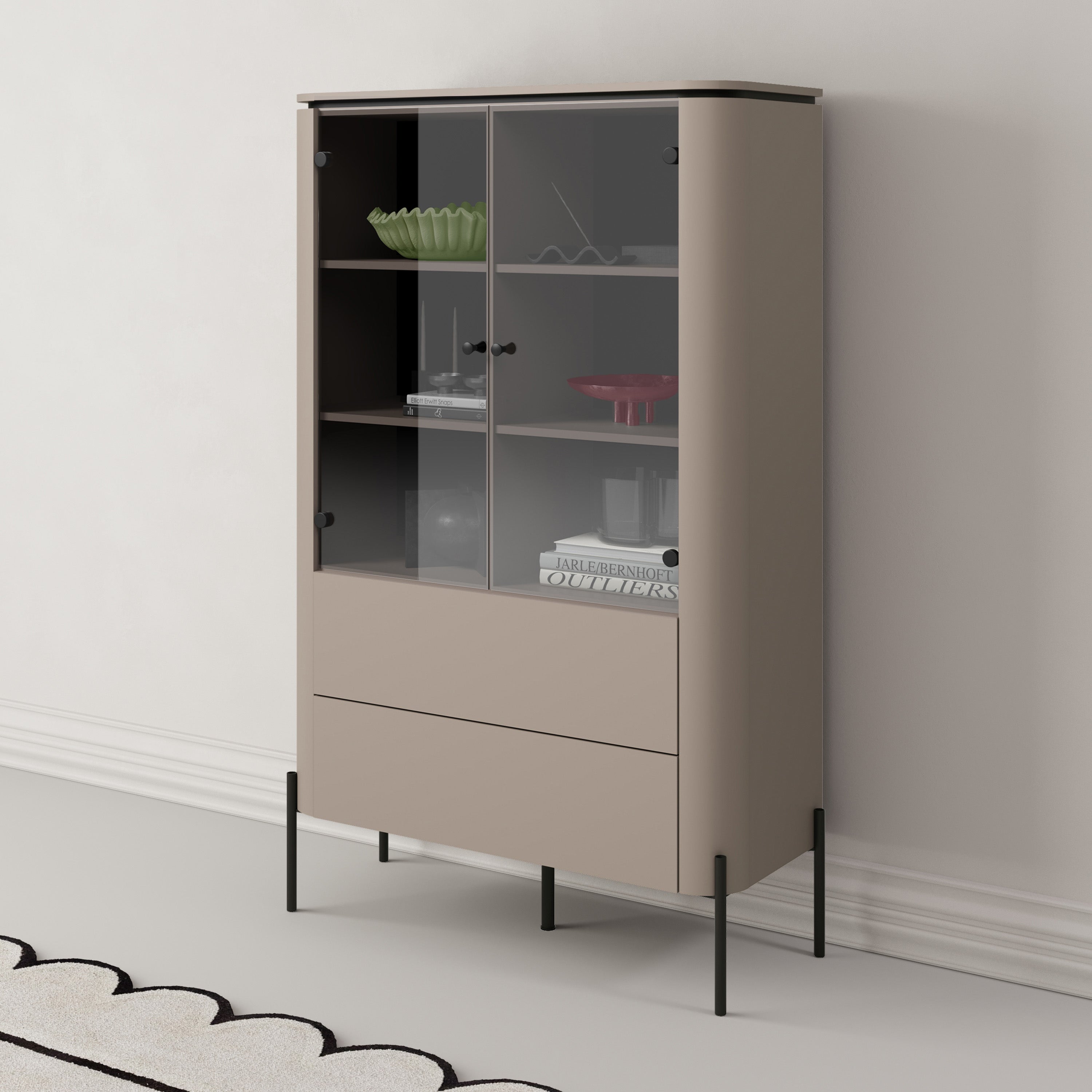 Calderis Zweitüriger Schrank mit zwei Schubladen, 98 cm, Congo