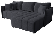 Ecksofa mit Schlaffunktion Belvento, L-förmig, rechtsseitig, mit Stauraum, anthrazitfarbener Velours, wasserabweisend