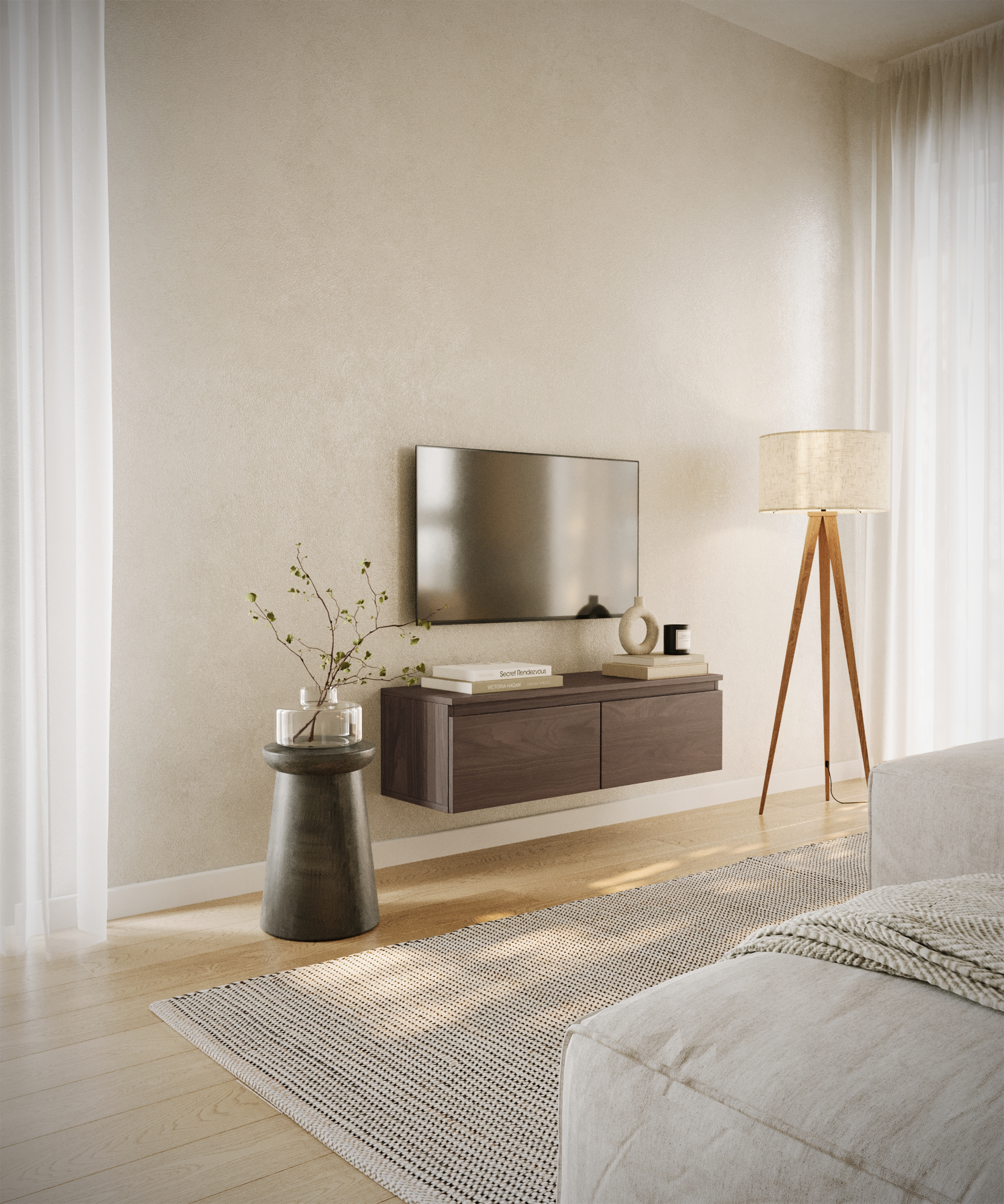 Hängender TV-Schrank Bemmi 100 cm Wisconsin-Nussbaum