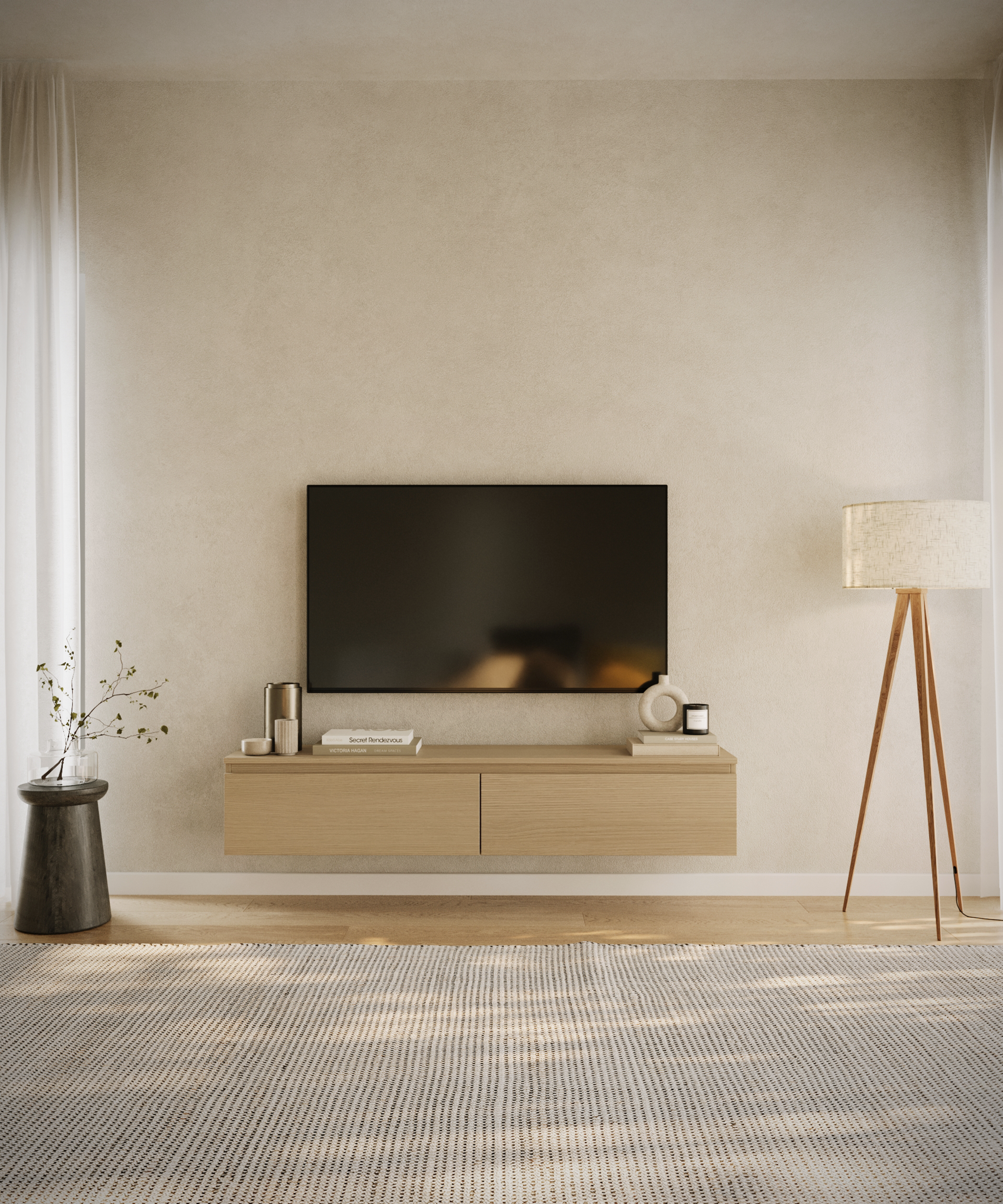 Hängender RTV-Schrank Bemmi 150 cm Lindberg-Eiche