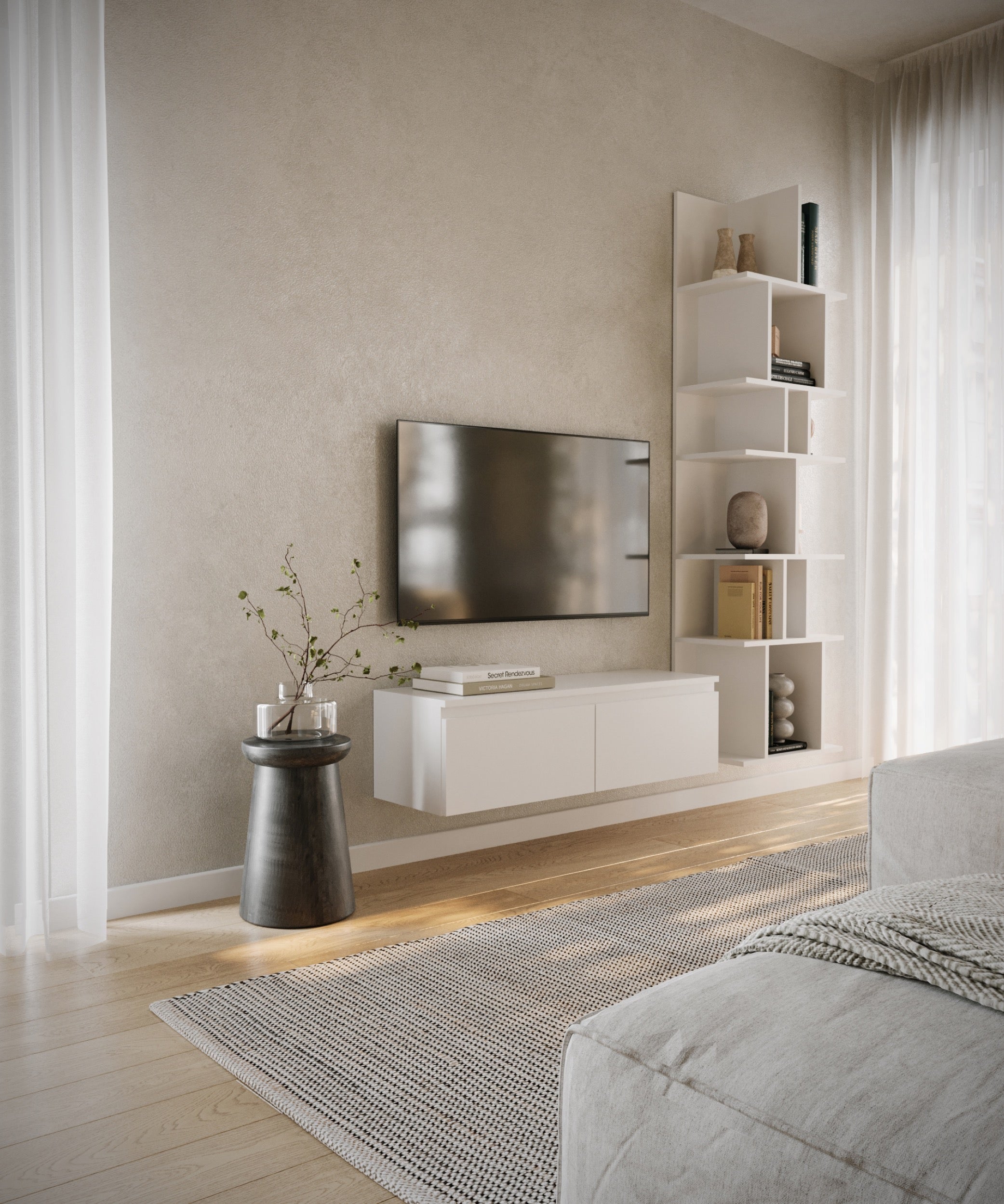 Hängender TV-Schrank Bemmi 100 cm Weiß