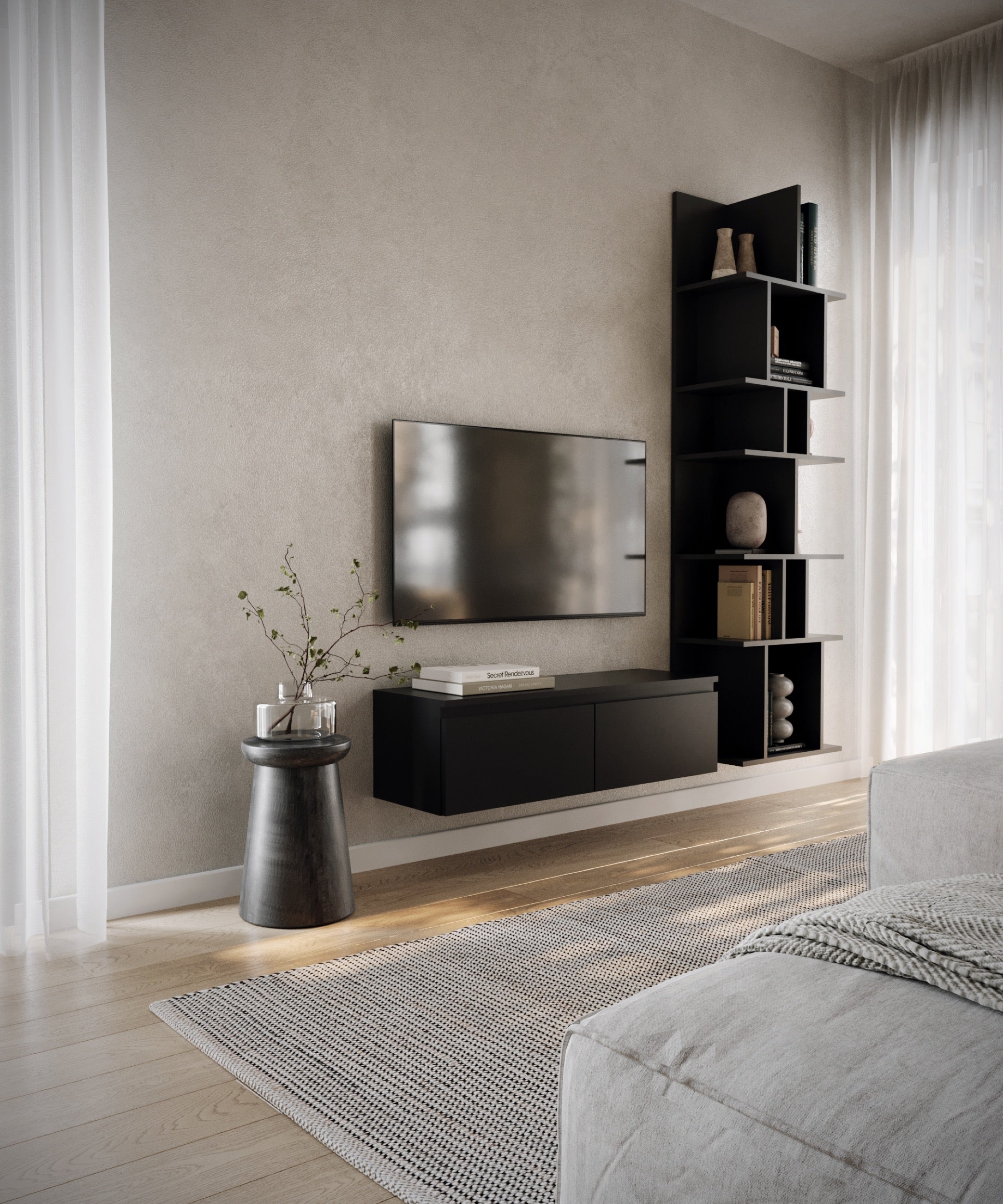 Bemmi Hängeschrank für TV 100 cm schwarz