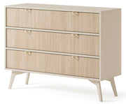 Kommode Favoria mit Schubladen 106 cm beige/Scandi Fischgrätmuster mit goldenen Griffen