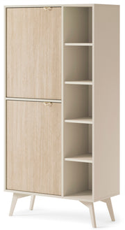 Favoria Regal mit zwei Türen, 80 cm, beige/Scandi Fischgrätmuster mit goldenen Griffen