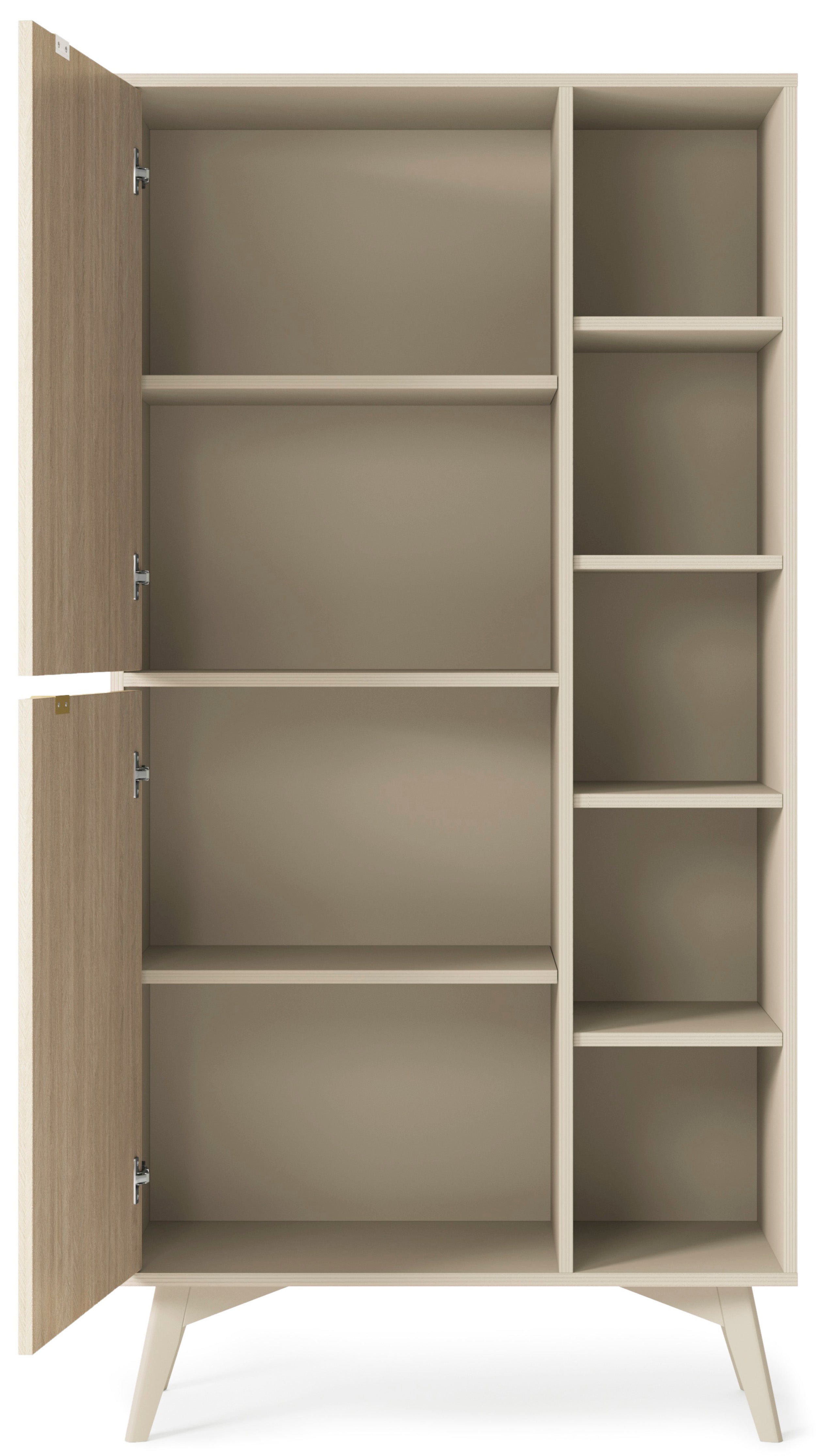 Favoria Regal mit zwei Türen, 80 cm, beige/Scandi Fischgrätmuster mit goldenen Griffen