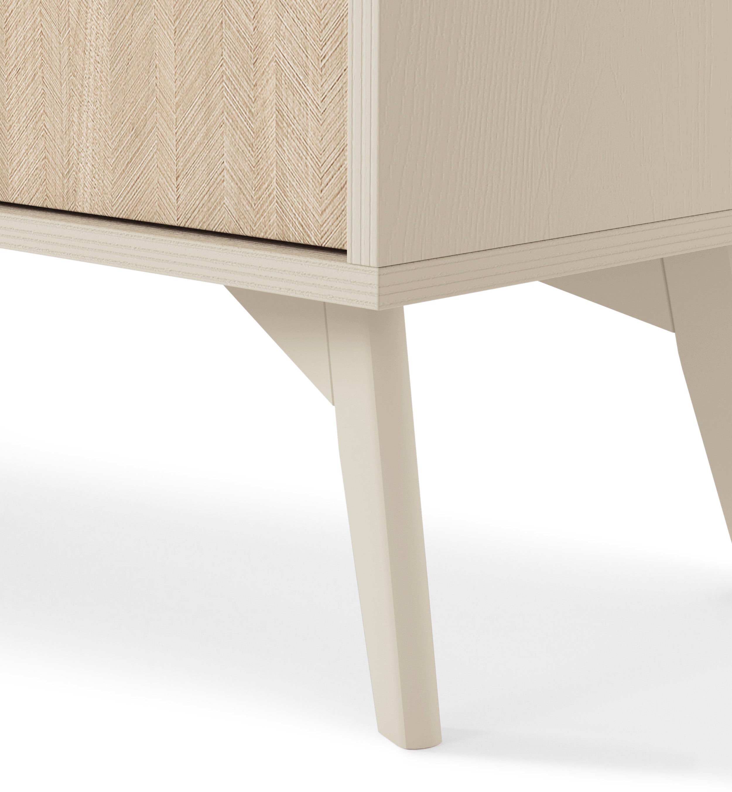 Favoria Kommode, 2-türig mit Schubladen, 158 cm, beige/Scandi Fischgrätmuster mit goldenen Griffen