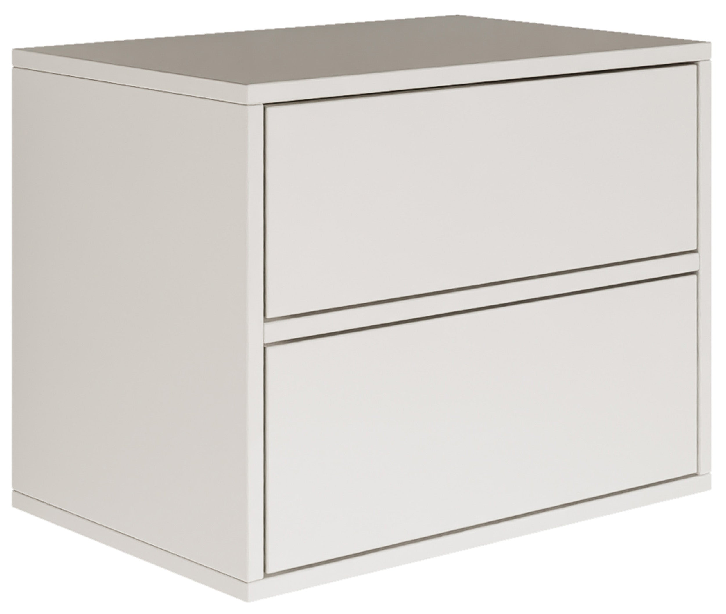 Hängender Nachttisch Framme mit zwei Schubladen, 50 cm, weiß