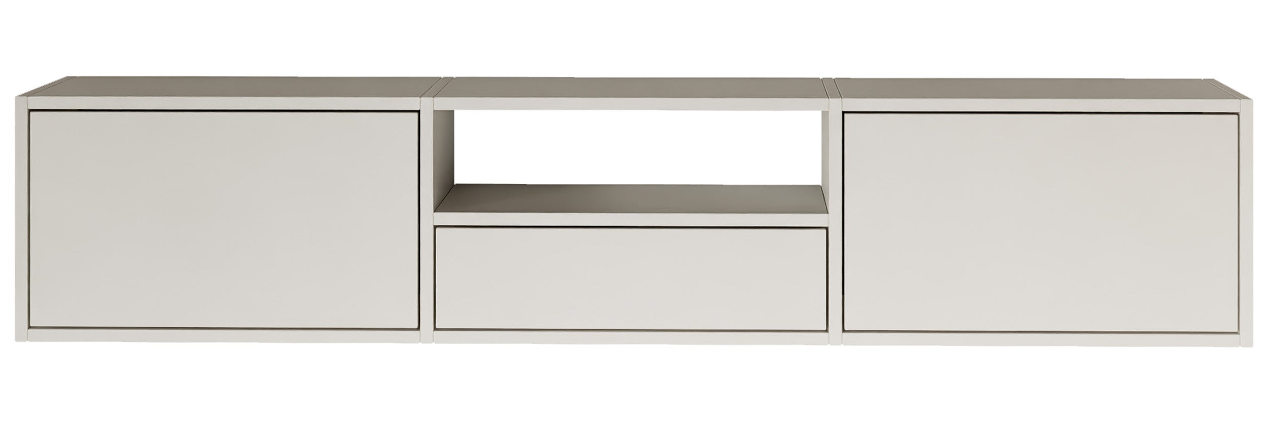 Hängender TV-Schrank Framme mit drei Klappen und Fach, 150 cm, weiß