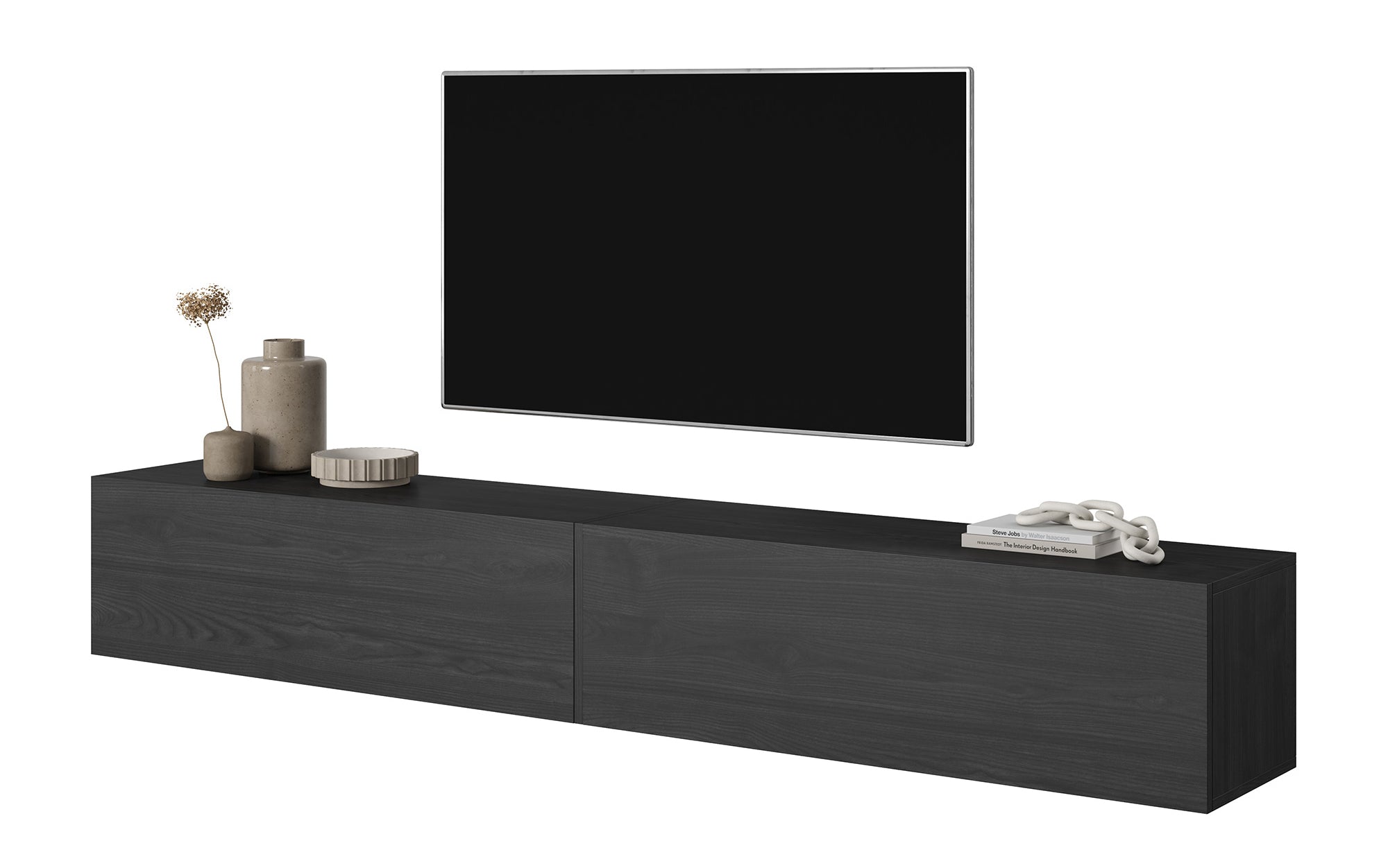 TV-Schrank Bisira 200 cm Schwarze Esche