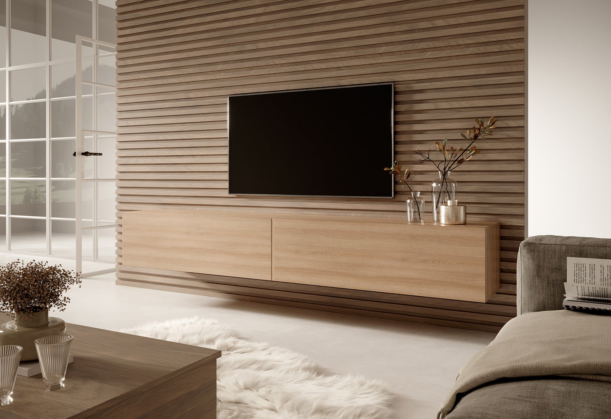 TV-Schrank Bisira 200 cm Lindberg Eiche