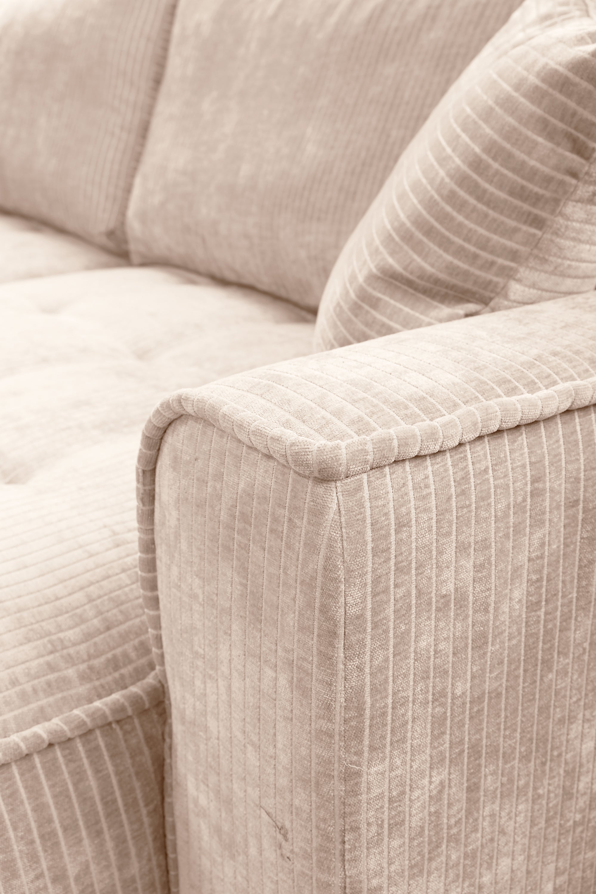 Ecksofa mit Schlaffunktion Blues, L-förmig, rechtsseitig, mit Stauraum, beige Cordstoff