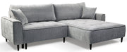 Ecksofa mit Schlaffunktion Blues, L-förmig, rechtsseitig, mit Stauraum, grauer Cordstoff