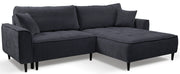 Ecksofa mit Schlaffunktion Blues, L-förmig, rechtsseitig, mit Stauraum, graphitfarbener Cordstoff