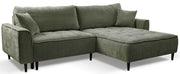 Ecksofa mit Schlafunktion Blues, L-förmig, rechtsseitig, mit Stauraum, Salbeigrüner Cordstoff