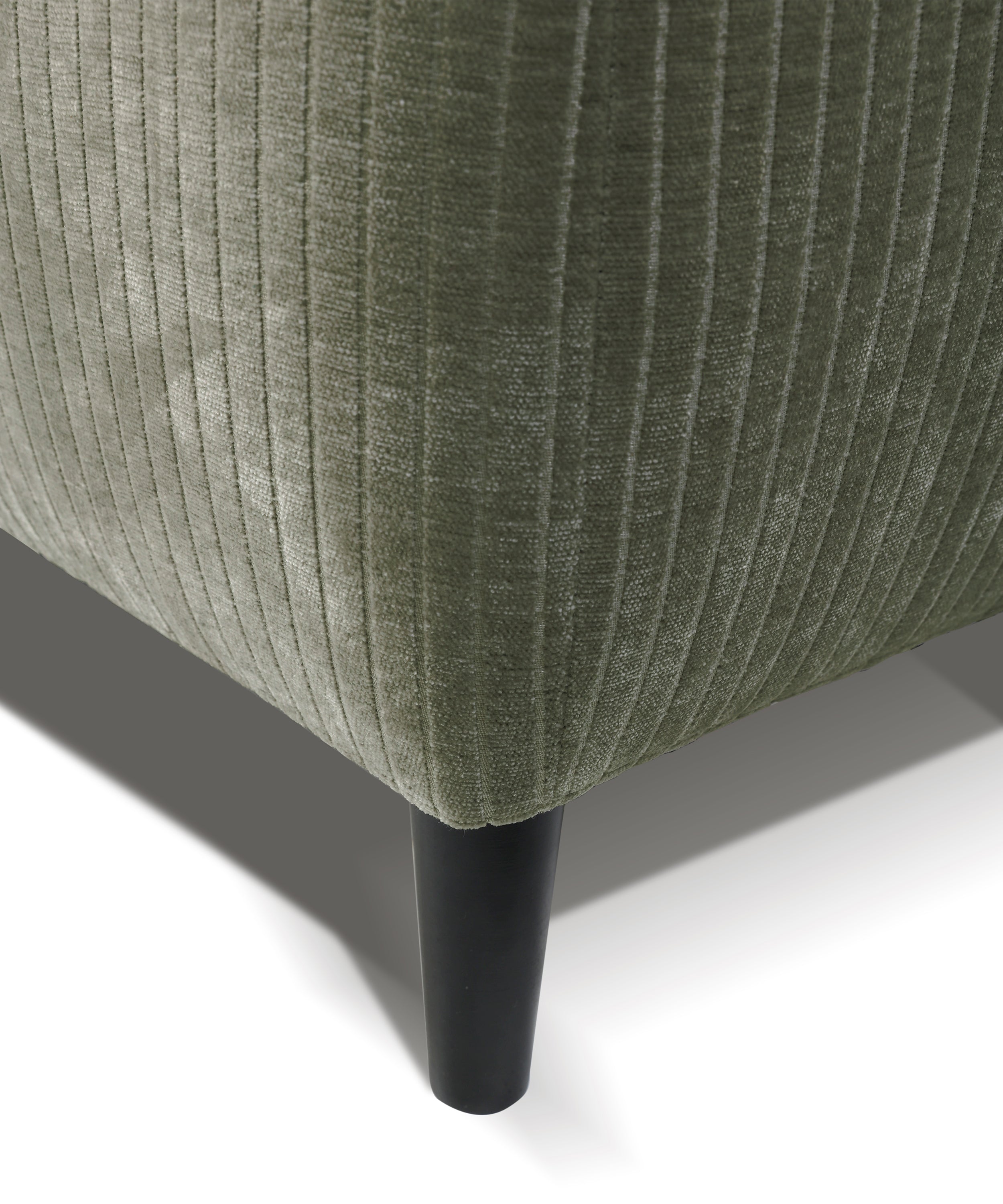 Ecksofa mit Schlaffunktion Blues, L-förmig, linksseitig, mit Stauraum, Salbeigrüner Cordstoff
