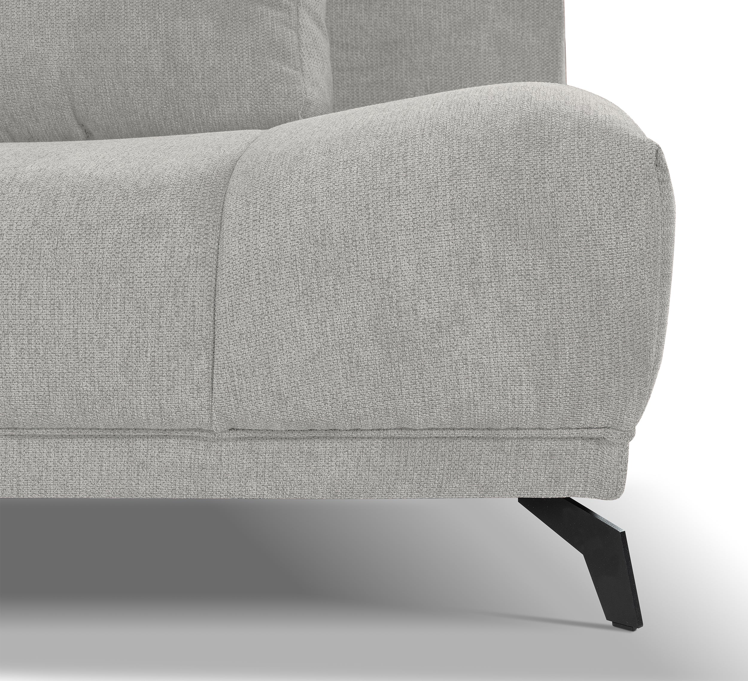 Ecksofa mit Schlaffunktion Felipe L-förmig linksseitig mit Stauraum hellgrauer hydrophober Chenillestoff