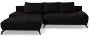Ecksofa mit Schlafunktion Felipe, L-förmig, linksseitig, mit Stauraum, schwarzer hydrophober Chenille-Stoff