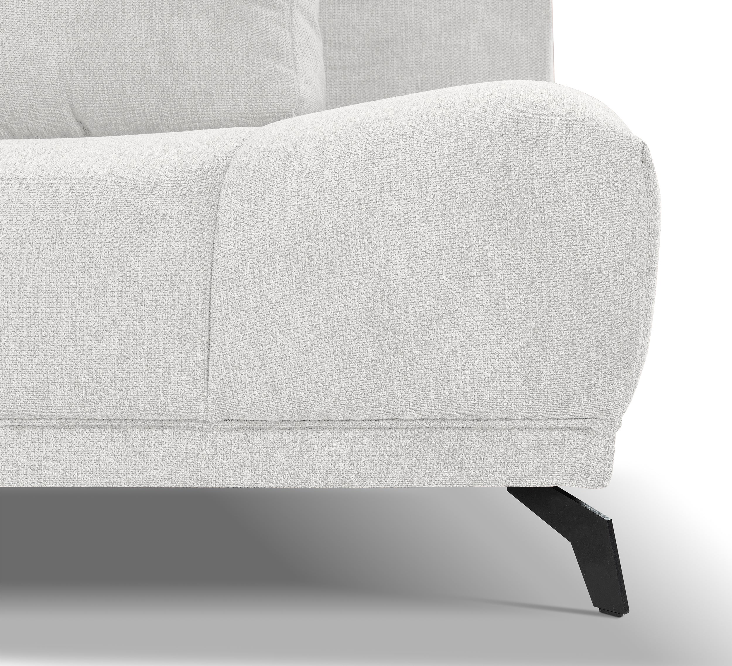 Ecksofa mit Schlaffunktion Felipe, L-förmig, linksseitig, mit Stauraum, weißer hydrophober Chenille-Bezug
