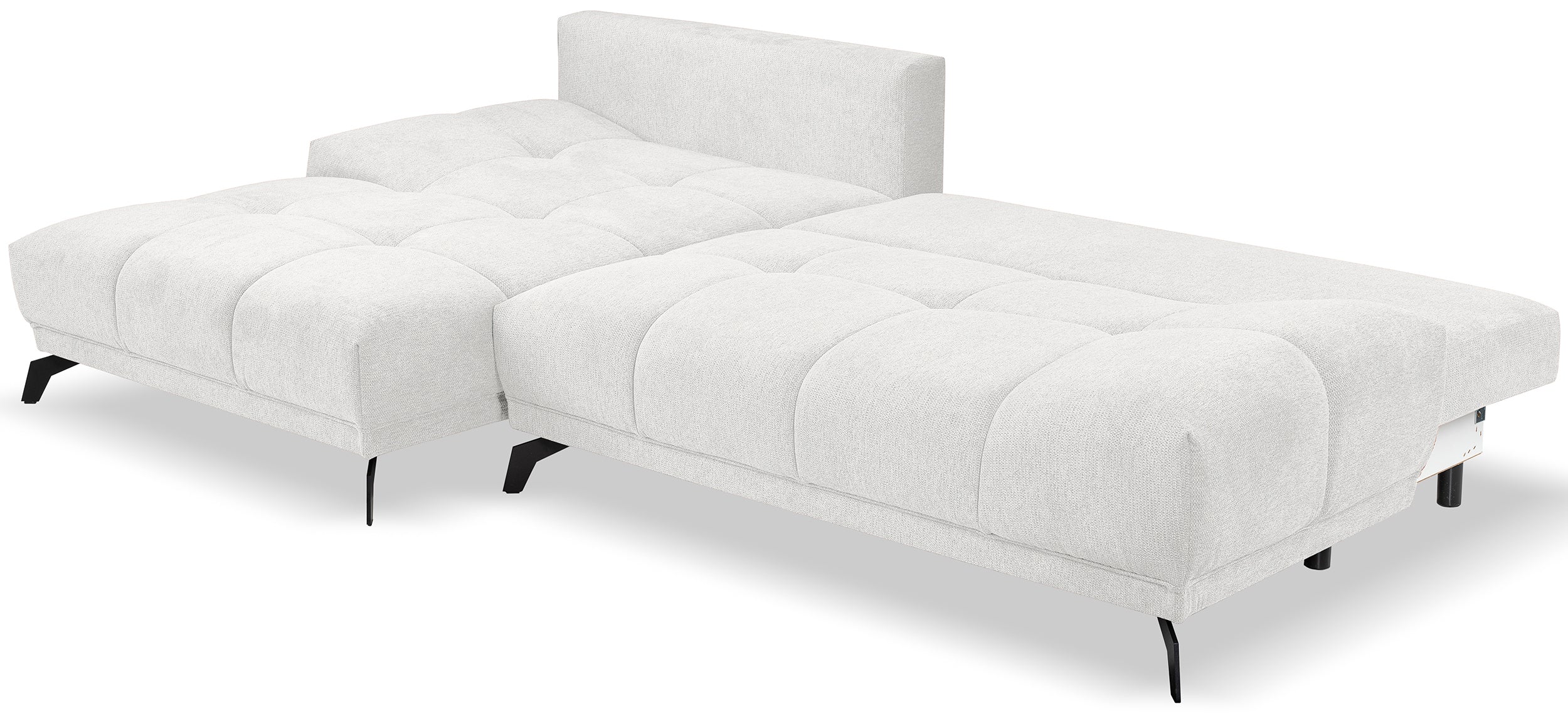 Ecksofa mit Schlaffunktion Felipe, L-förmig, linksseitig, mit Stauraum, weißer hydrophober Chenille-Bezug
