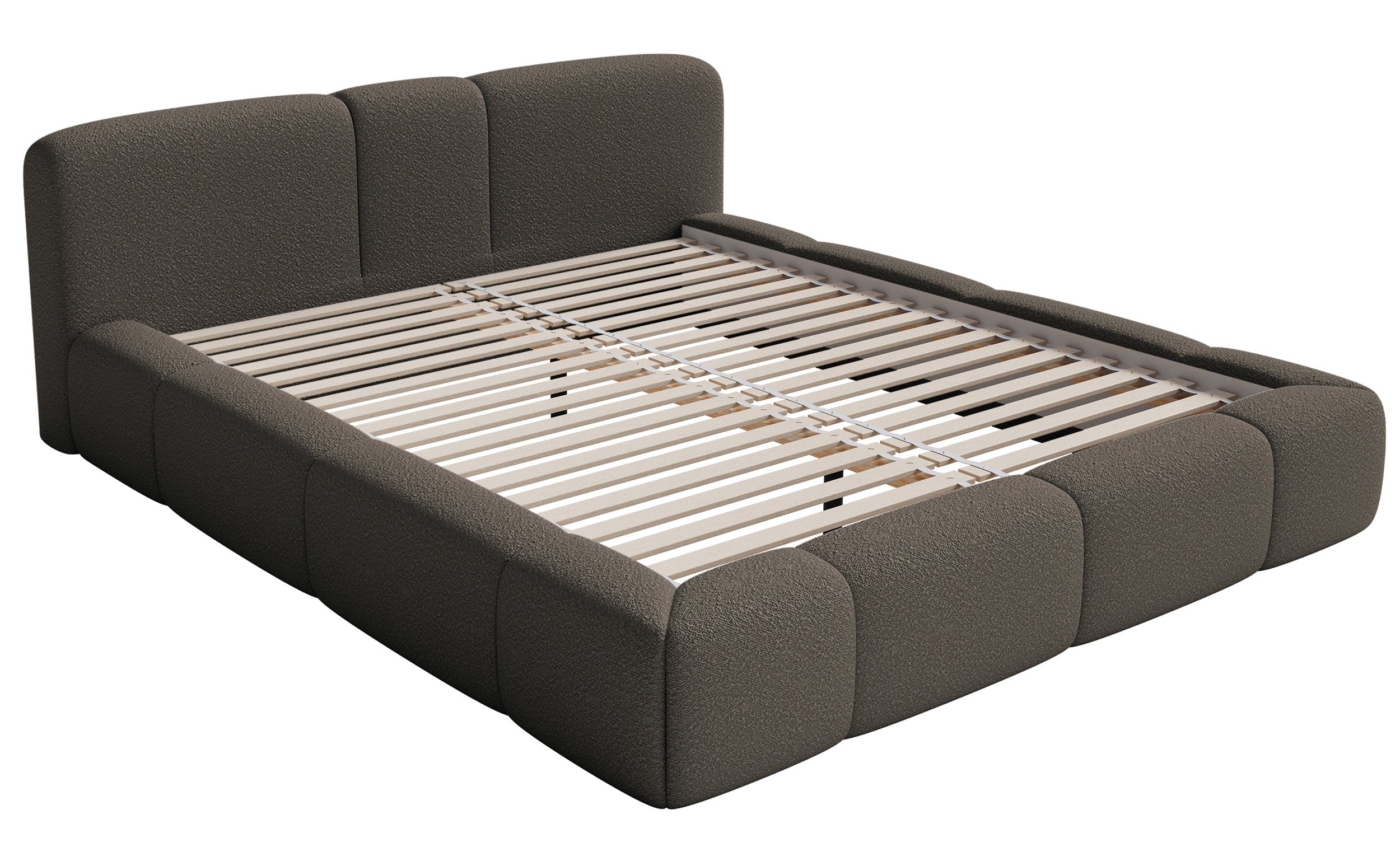 Gepolstertes Bett 200x200 cm Bowia braunes Bouclé
