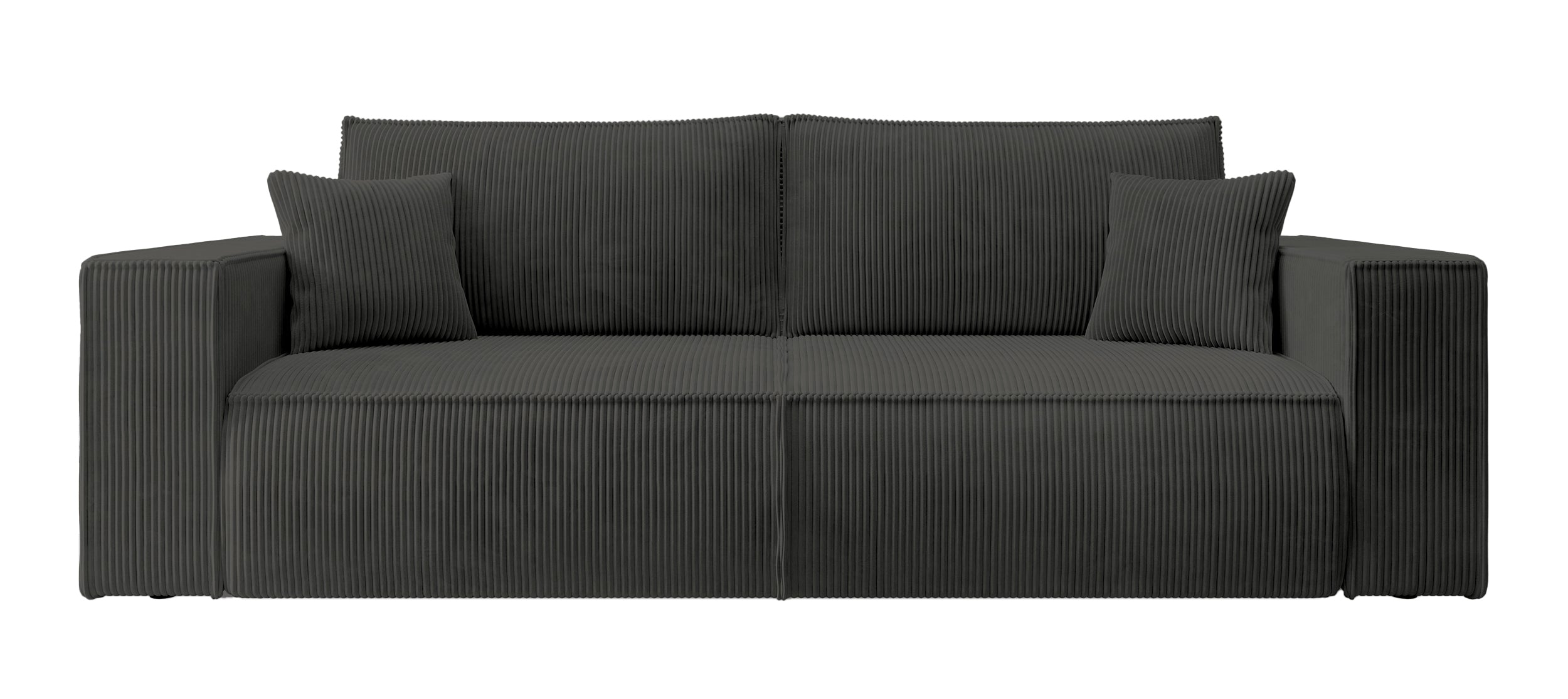 Dreisitziges ausklappbares Sofa Farese mit Stauraum, dunkelgrauer Cordstoff