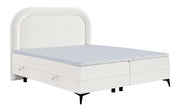 Kontinentales Bett 140x200 cm Loreo mit Topper und Aufbewahrungsboxen, cremefarbenes Bouclé