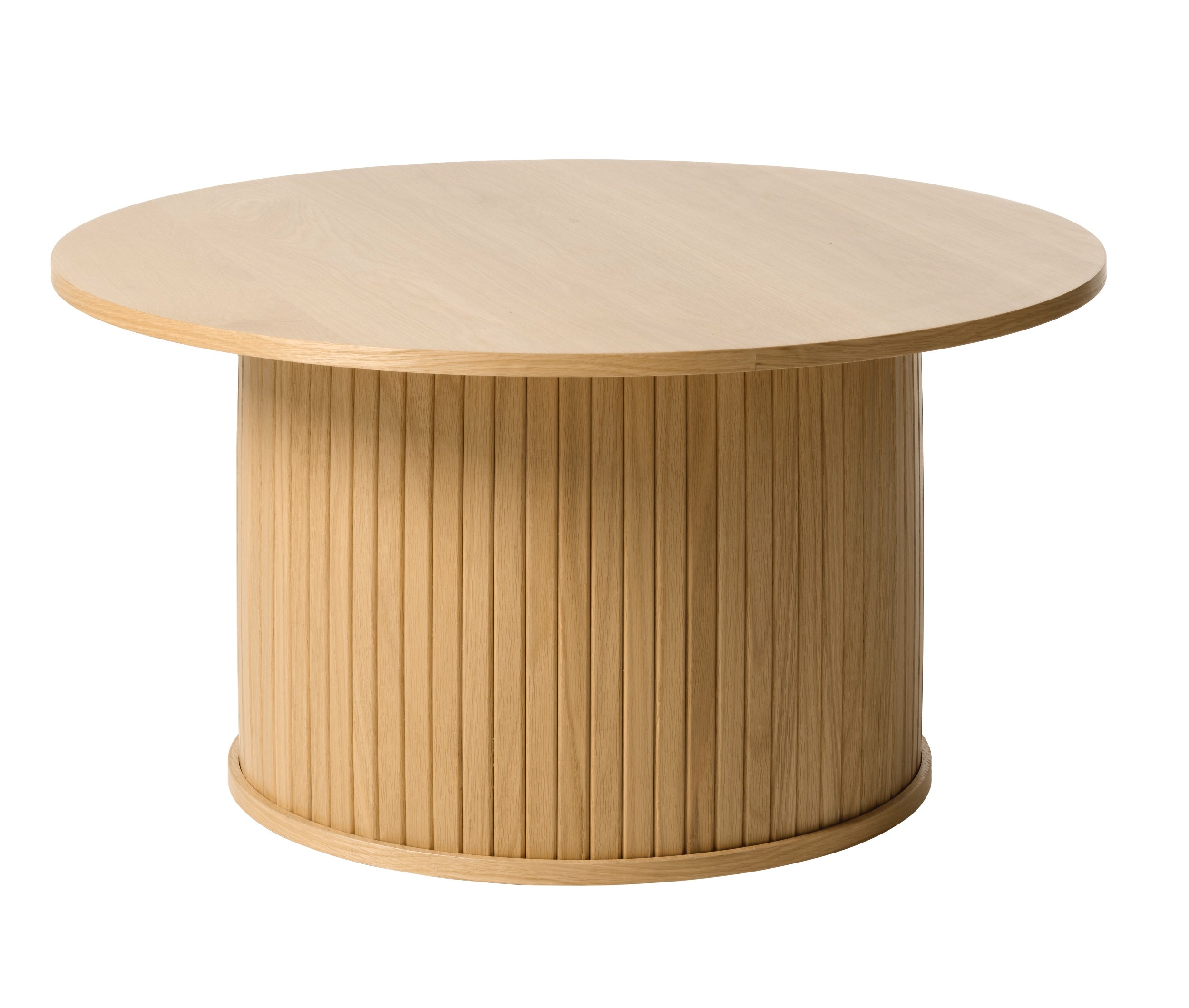Runder Holztisch Gativel 90 cm mit runder Lamellenbasis, natur Eiche