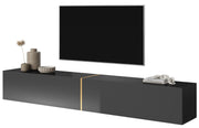 TV-Schrank Bisira 200 cm schwarz mit goldenem Einsatz