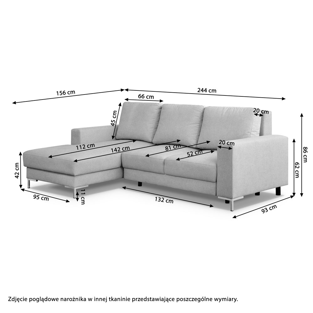 Ecksofa mit Schlaffunktion Mokpeo, L-förmig, mit zwei Stauraumfächern, auf schwarzen Füßen, beige Cordstoff, linksseitig