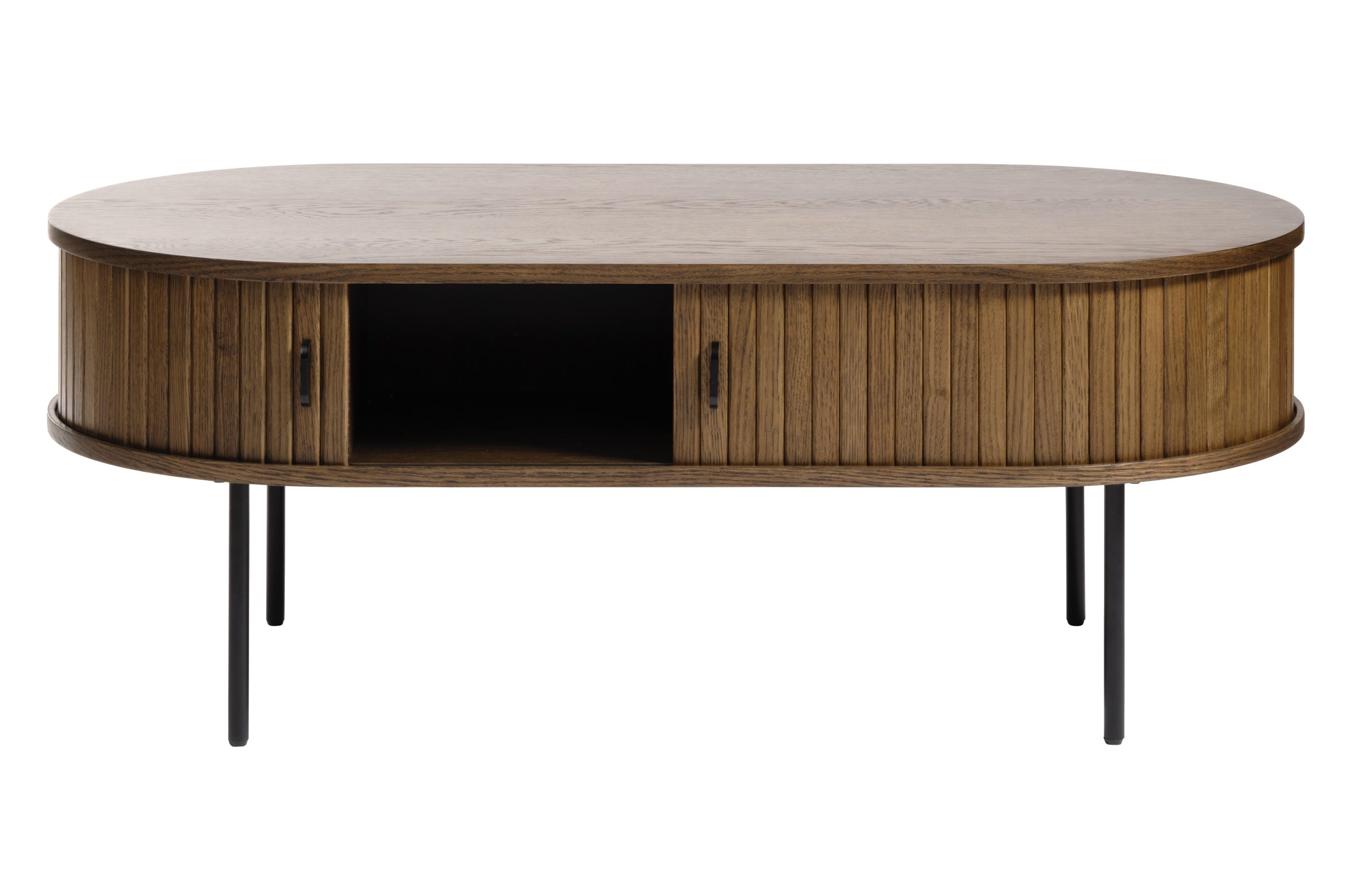 Holz-Couchtisch Gativel 120x60 cm, Lamellen in gebranntem Eichenholz