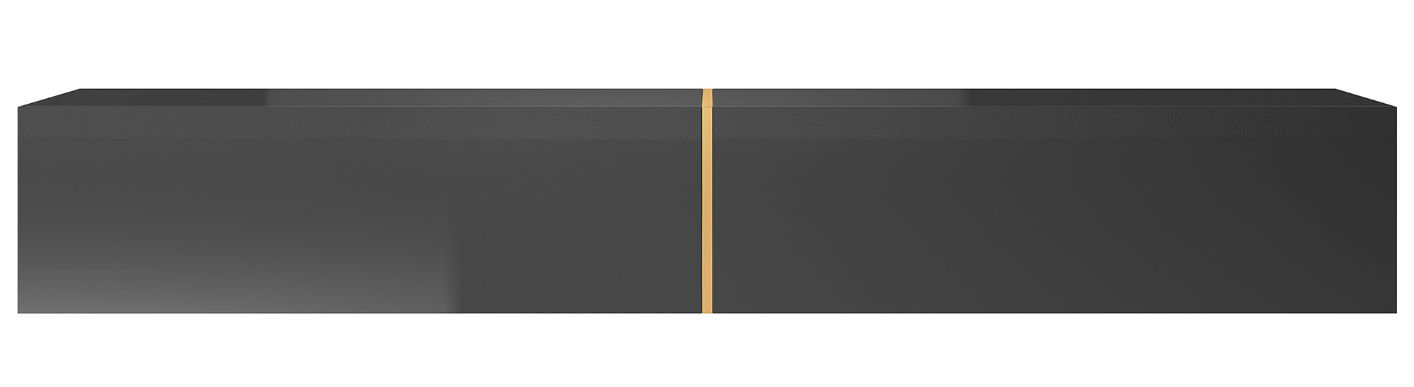 TV-Schrank Bisira 200 cm schwarz mit goldenem Einsatz