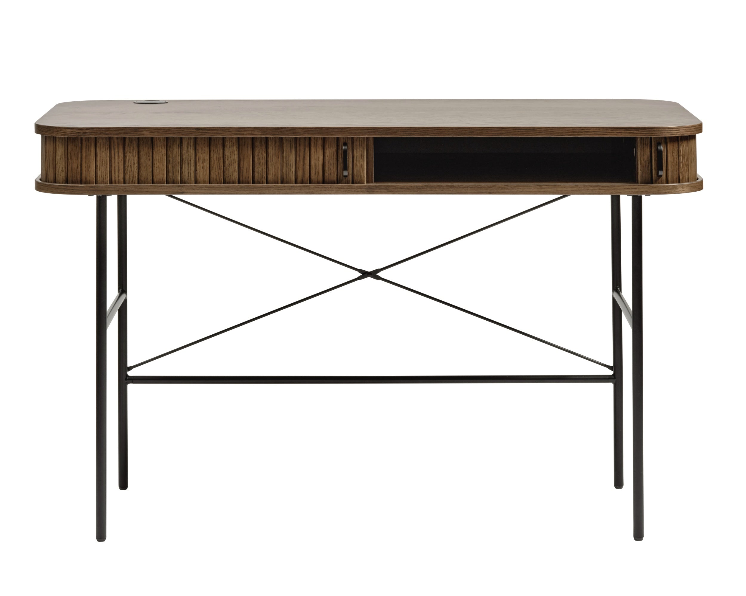 Schreibtisch Gativel 120x60 cm Lamellen in gebranntem Eichenholz