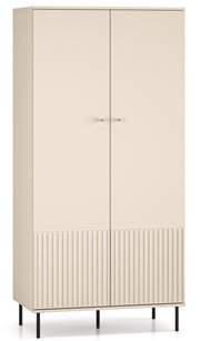 Zweiturige Caletto-Garderobe 92 cm mit dekorativen Lamellen, beige