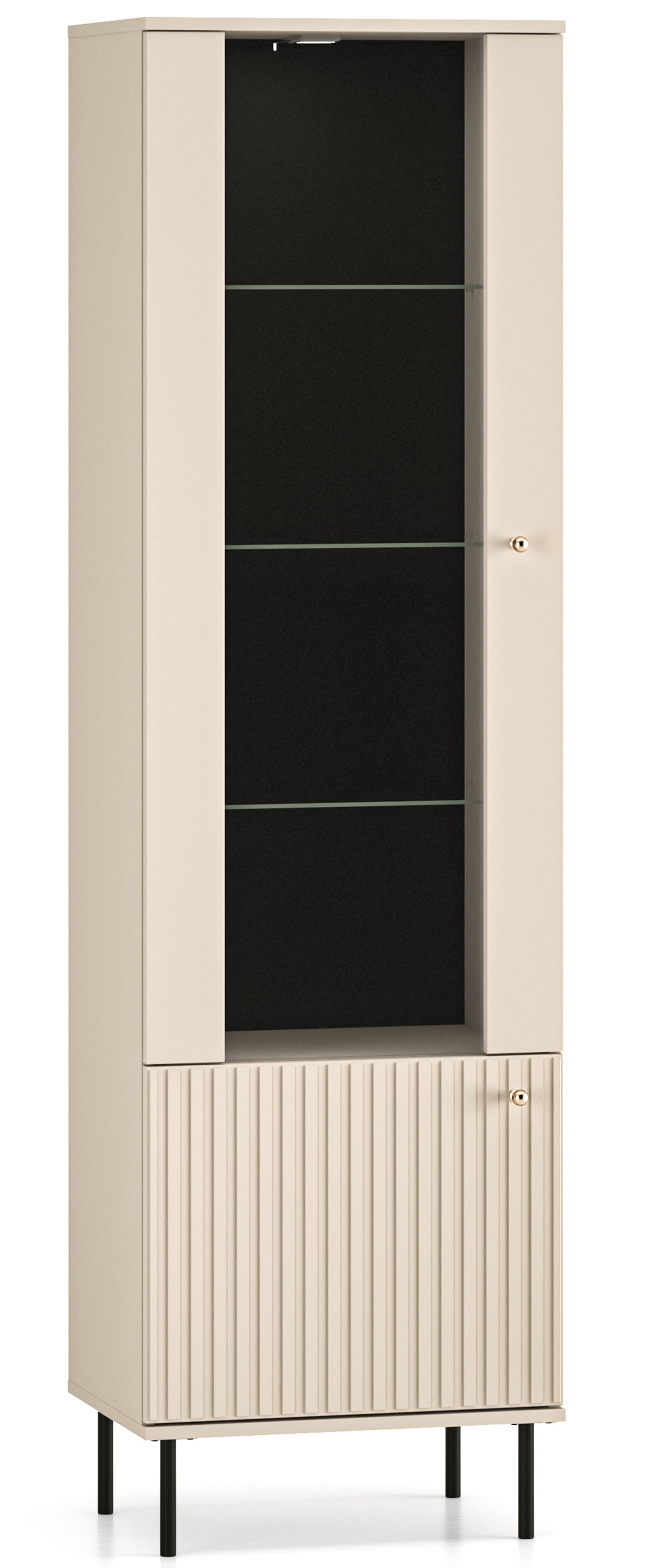 Einflügeliges Caletto-Schrankelement 55 cm mit dekorativen Lamellen, beige