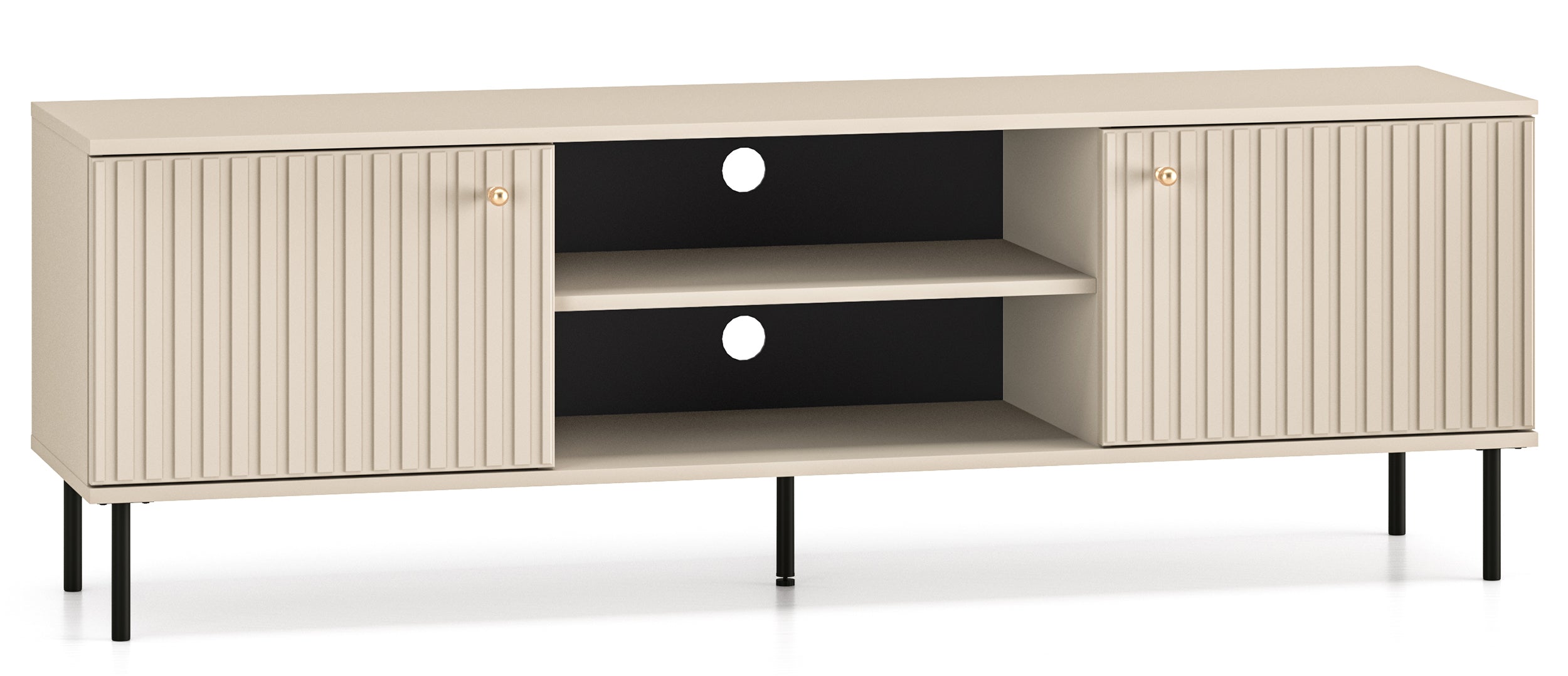 TV-Schrank Caletto 160 cm mit dekorativen Lamellen, beige