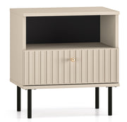 Nachttisch Caletto mit Schublade 50 cm dekorative Lamellen beige