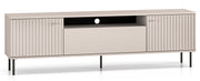 Zweiturige TV-Kommode Caletto mit Klappe und Regal, 180 cm, dekorative Lamellen Kaschmir