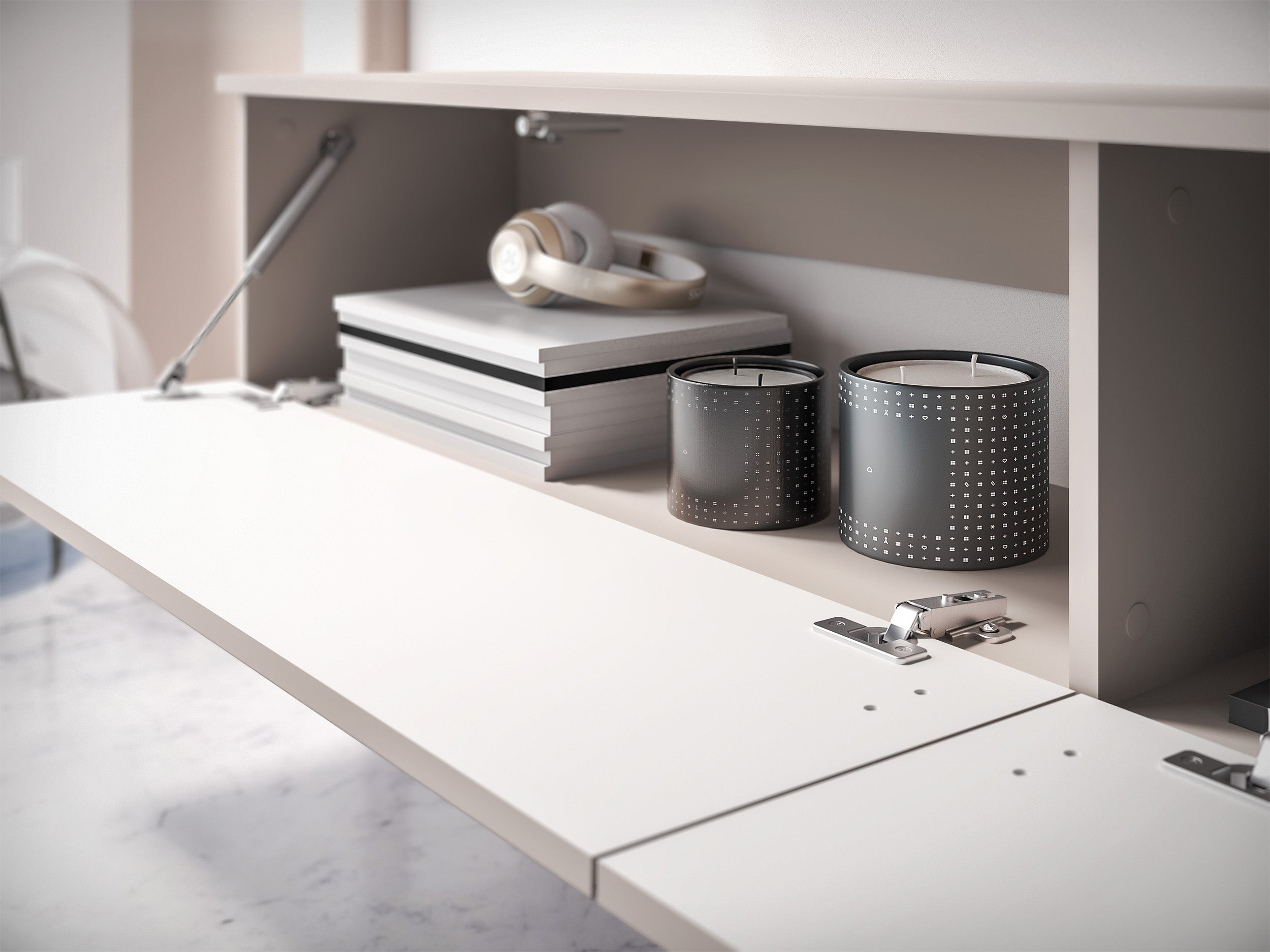 Hängender TV-Schrank Caletto mit zwei Klappen, 180 cm, Kaschmirfarben