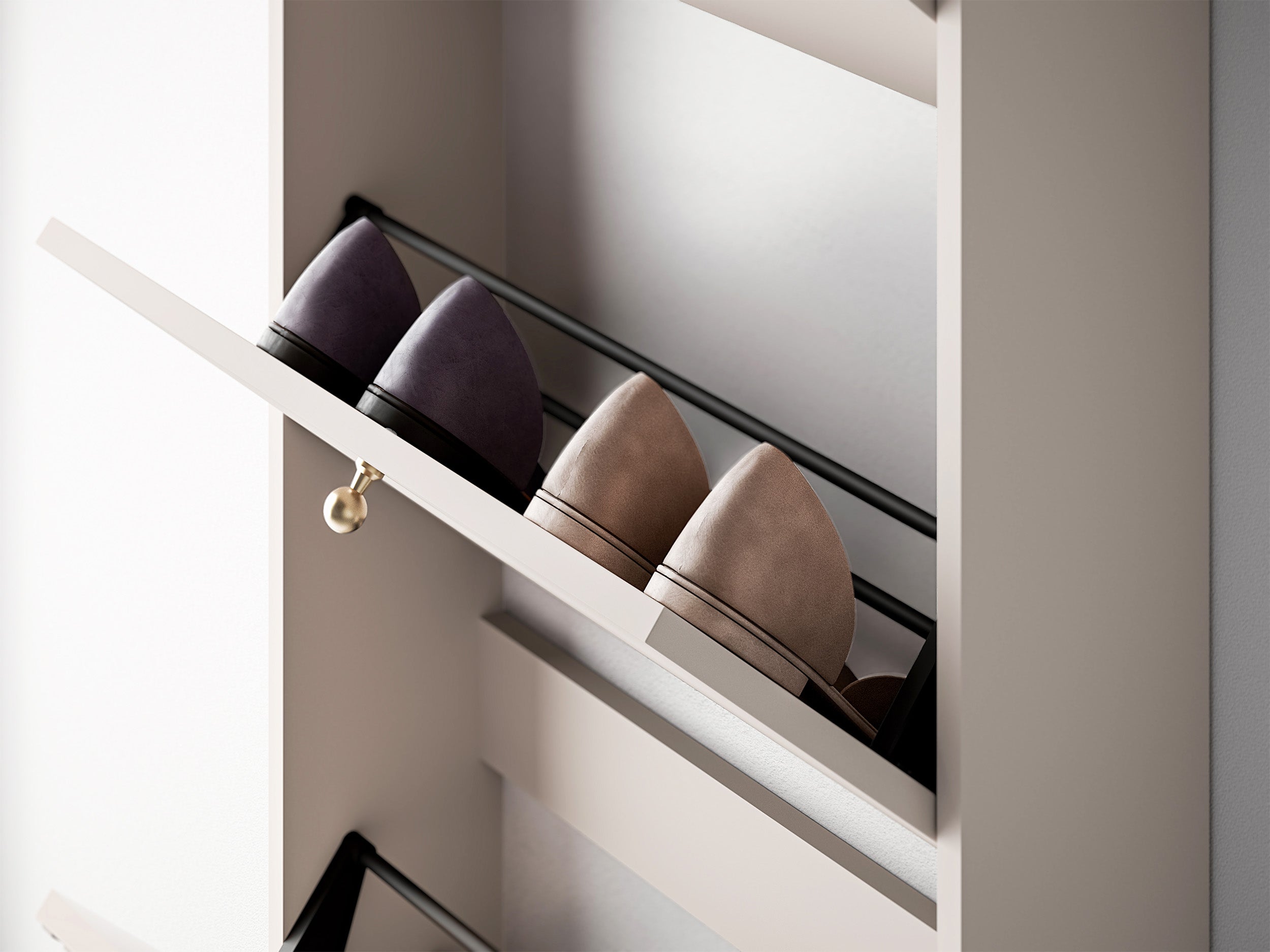 Schuhschrank Caletto mit drei Fächern, 60 cm, Kaschmirfarben