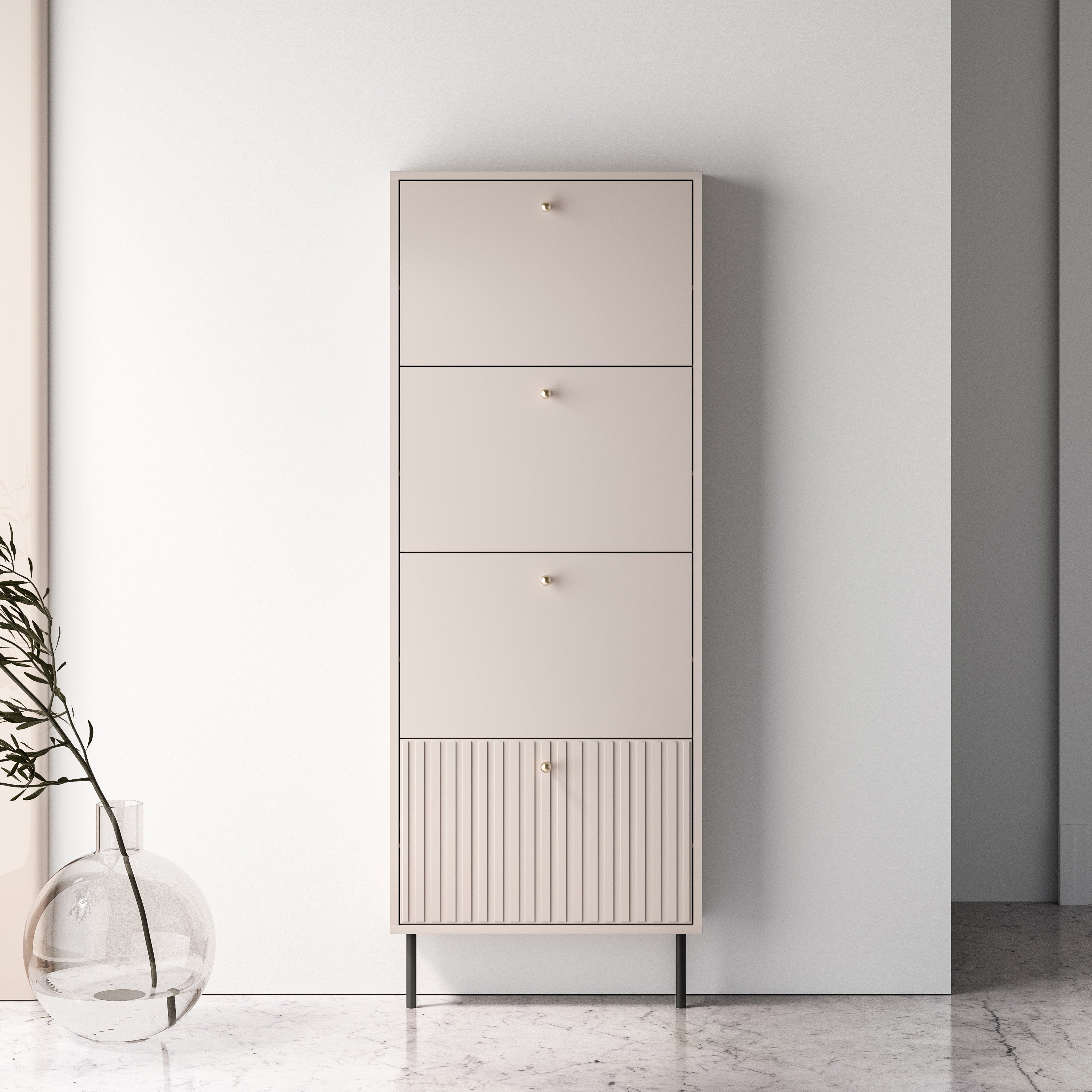Schuhschrank Caletto mit vier Fächern 60 cm Kaschmir