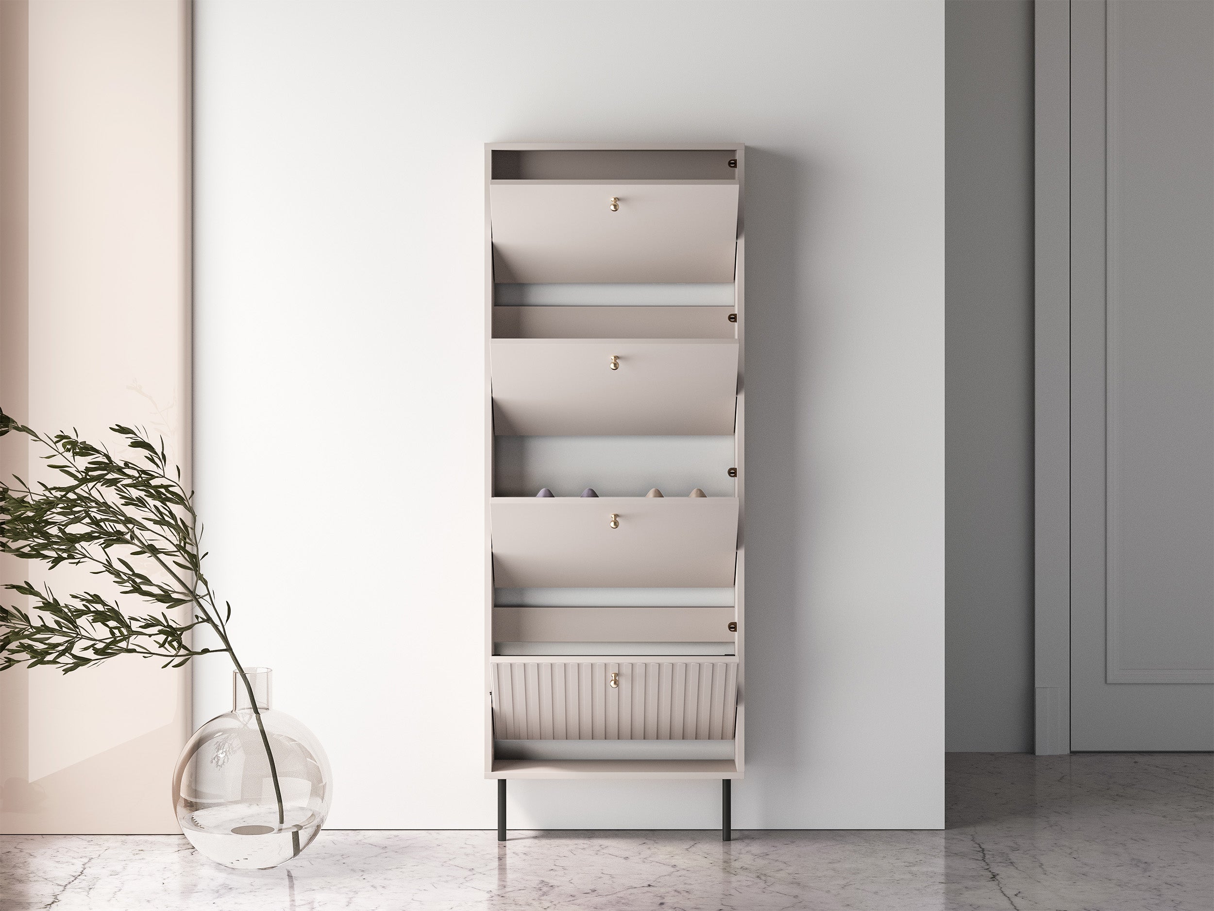 Schuhschrank Caletto mit vier Fächern 60 cm Kaschmir