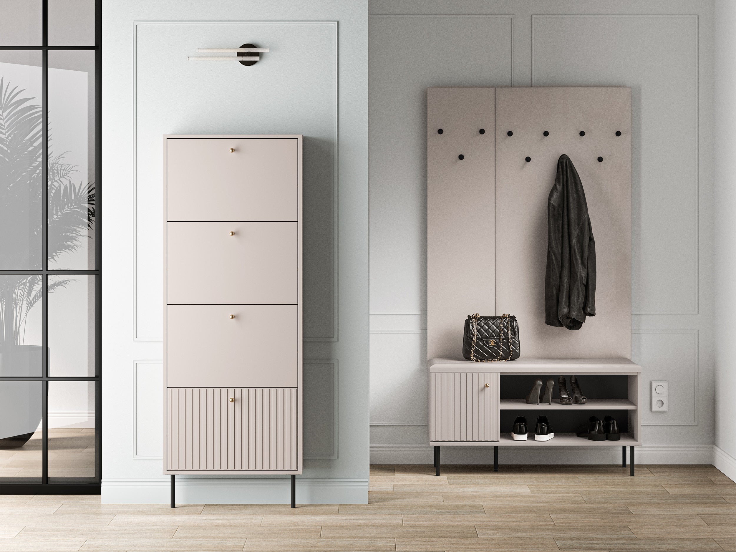 Schuhschrank Caletto mit vier Fächern 60 cm Kaschmir