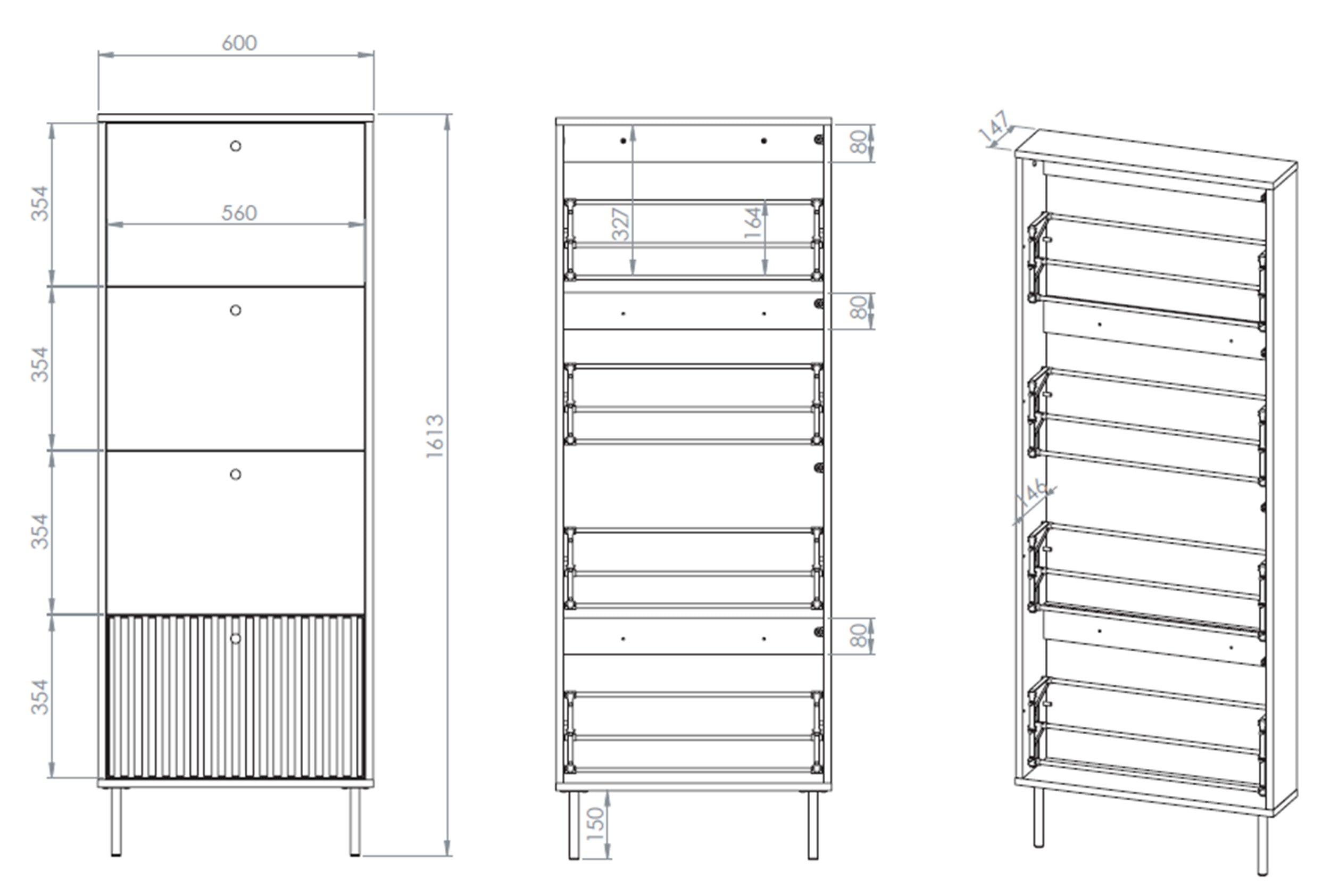 Schuhschrank Caletto mit vier Fächern 60 cm Kaschmir