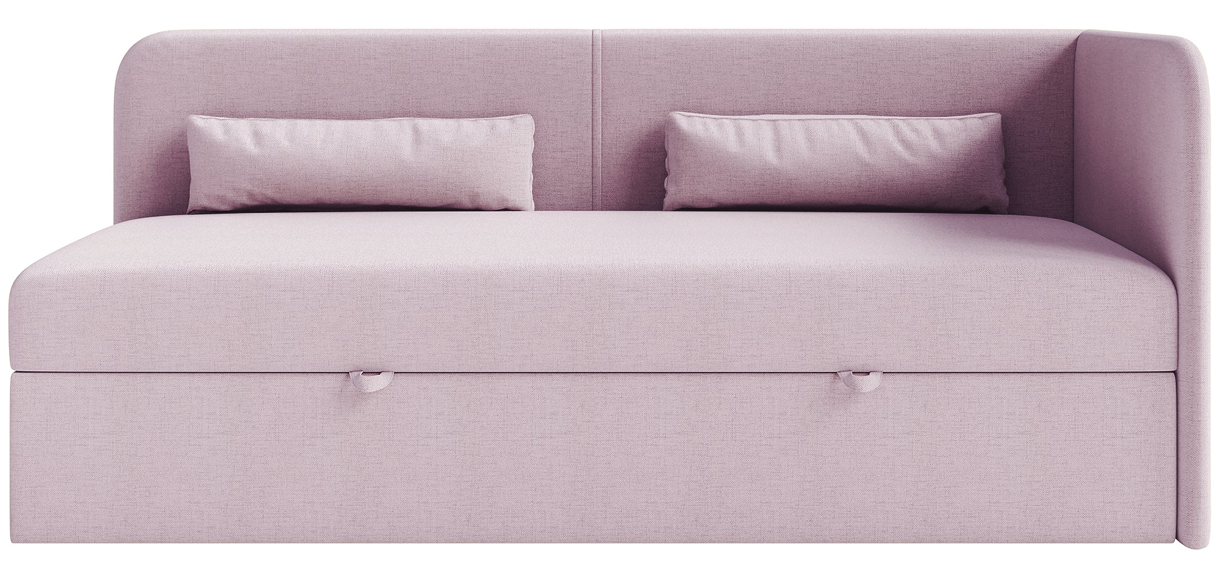 Jugendbett 90x200 cm Calmmo rechtsseitig mit Stauraum, rosa, hydrophobes Chenille