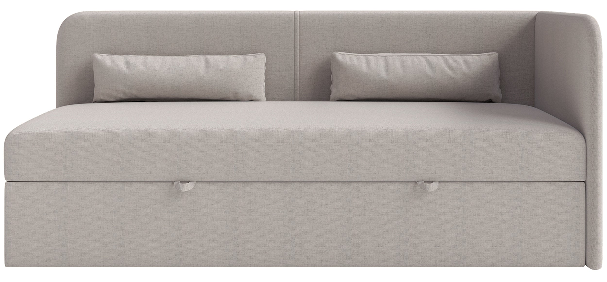 Jugendbett 90x200 cm Calmmo, rechtsseitig, mit Stauraum, dunkelbeige Chenille, wasserabweisend