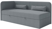 Jugendbett 90x200 cm Calmmo linksseitig mit Stauraum, dunkelgrauer hydrophober Chenillestoff
