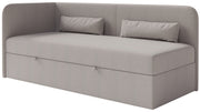 Jugendbett 90x200 cm Calmmo linksseitig mit Stauraum, dunkelbeige Chenille, wasserabweisend
