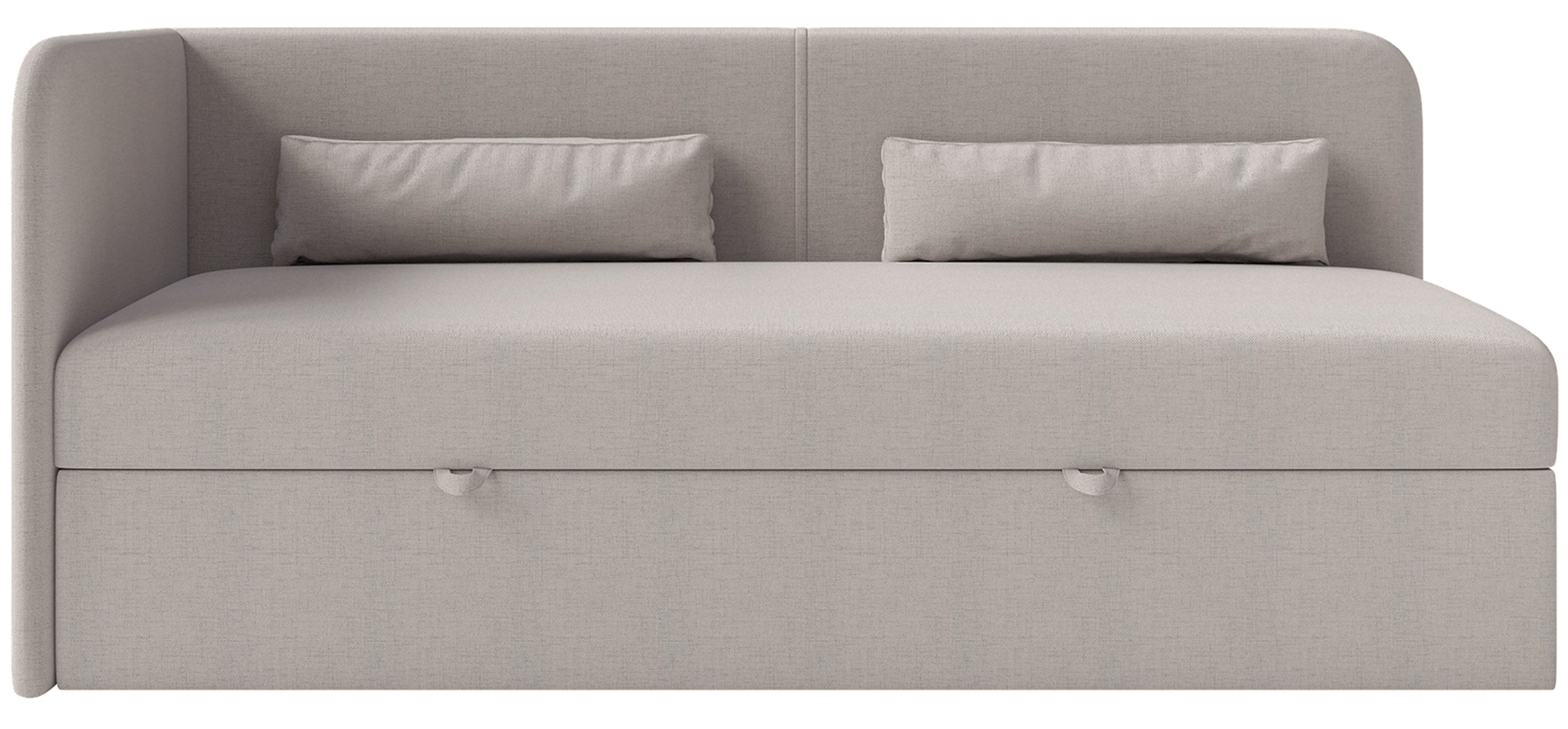 Jugendbett 90x200 cm Calmmo linksseitig mit Stauraum, dunkelbeige Chenille, wasserabweisend